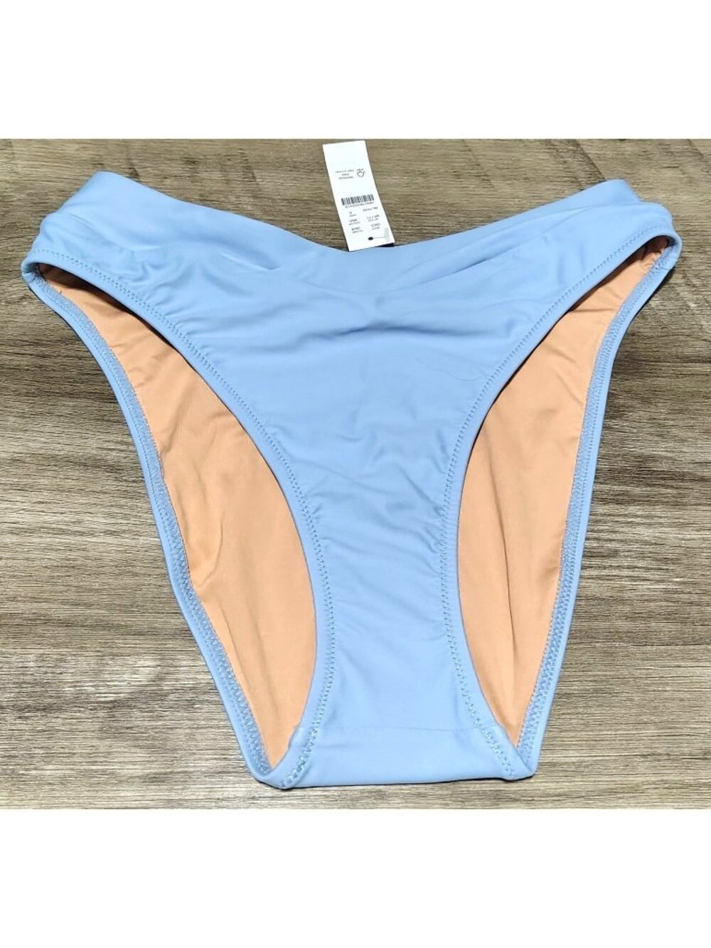 J.Crew BF171 Light Blue Cheeky Bikini Bottom Cross Front High Rise High Cut Sz S
